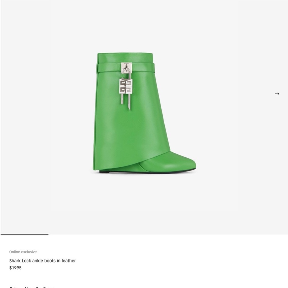 Givenchy Vibrant Green Leather Ankle Boots